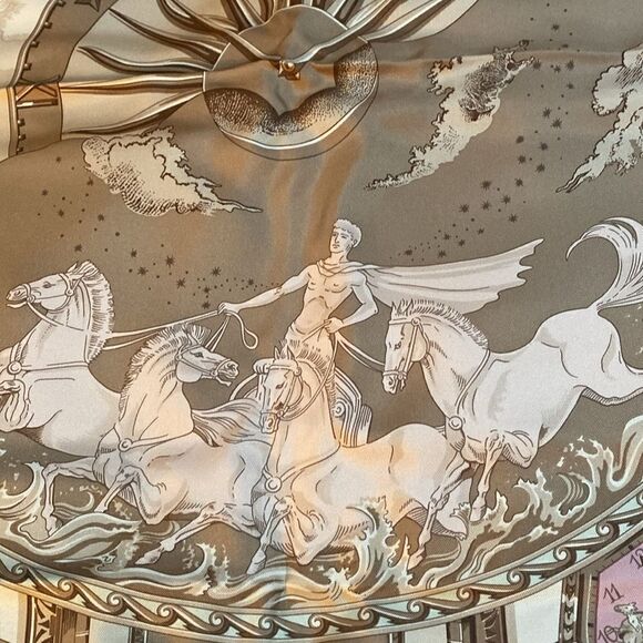 NIB RARE Hermès Pour Vacheron Constantin Astrologie Time Brown Pink Silk Scarf - Picture 11 of 17